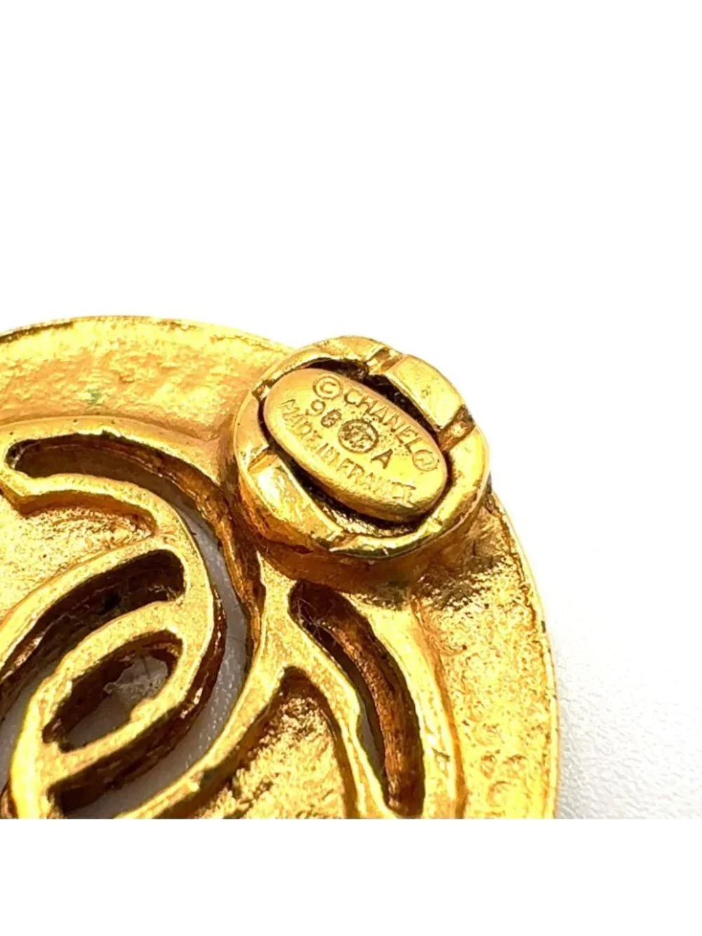 Chanel CC Logo Gold Plated Earrings